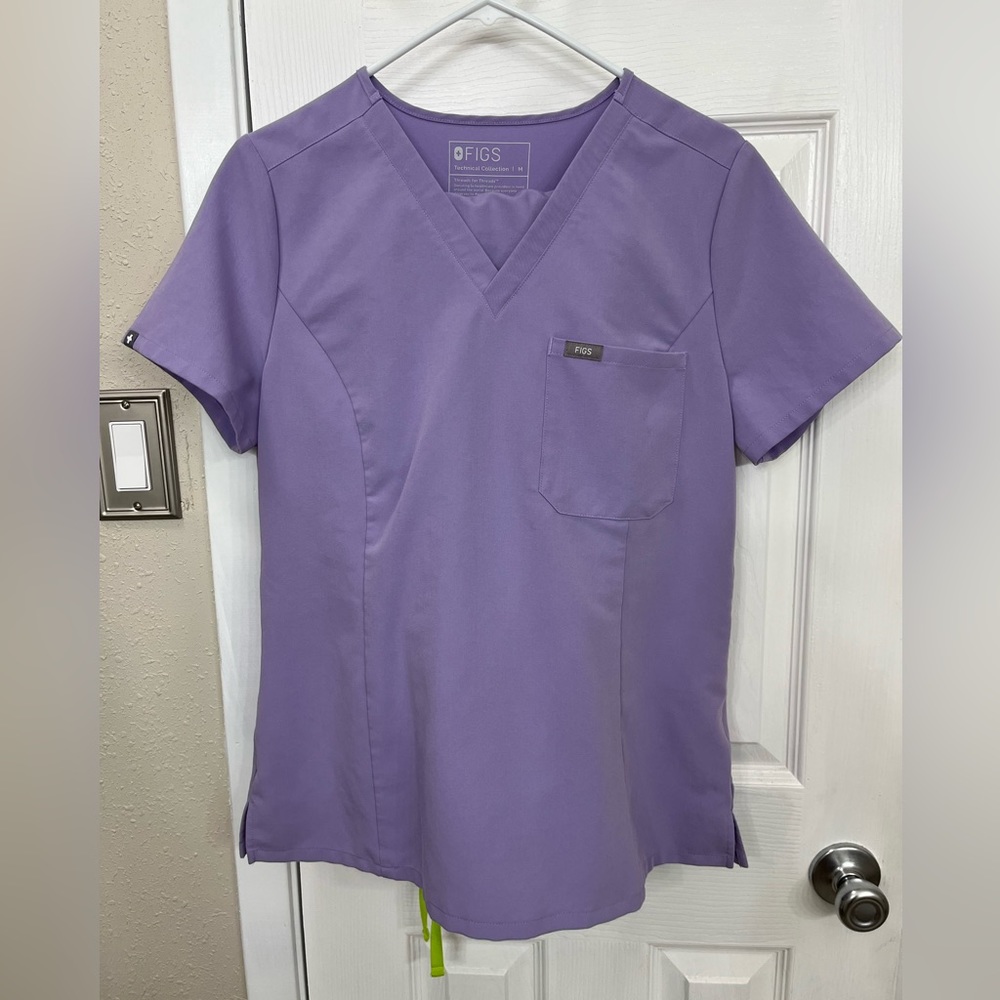 Figs Lavender V-Neck Scrub Top